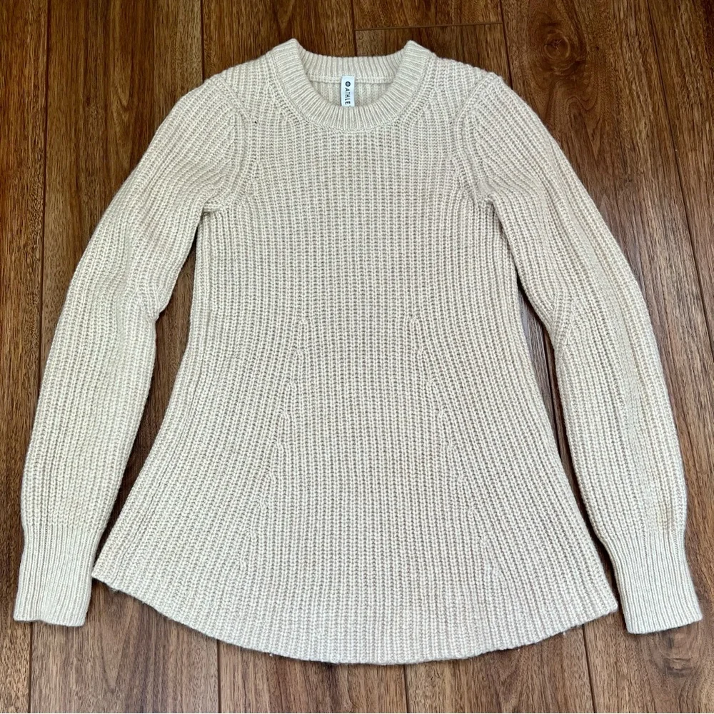NWOT Athleta Sierra Crew Beige Wool Blend Pullover Sweater - Picture 6 of 16